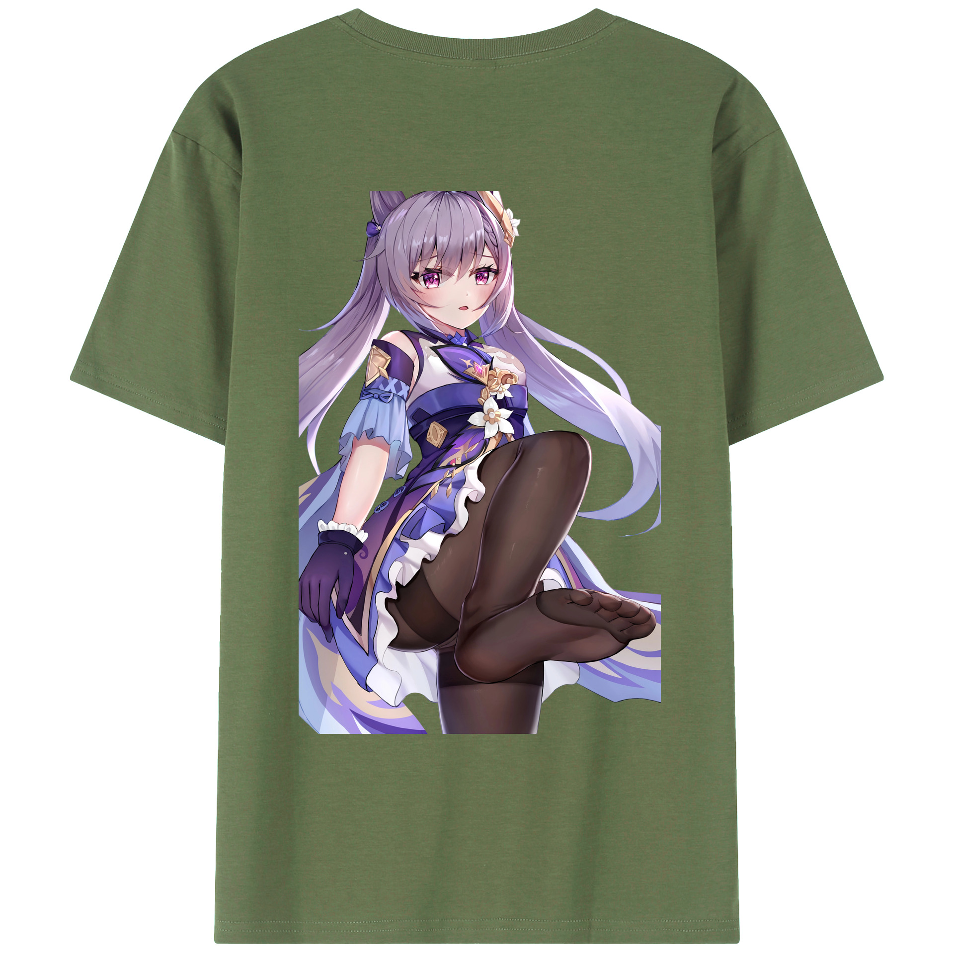 げんし神 刻晴 こくせい genshin Kokusei 綿100％ メンズ半袖Tシャツ（バックプリント） 通気性